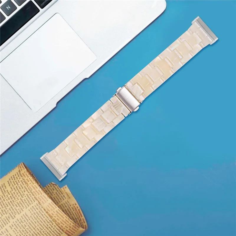 Per Fitbit Versa 4 / Sense 2 Resin Watch Band Strap Regolabile Braccialetto con Fibbia in Acciaio Inossidabile - Fluorescente