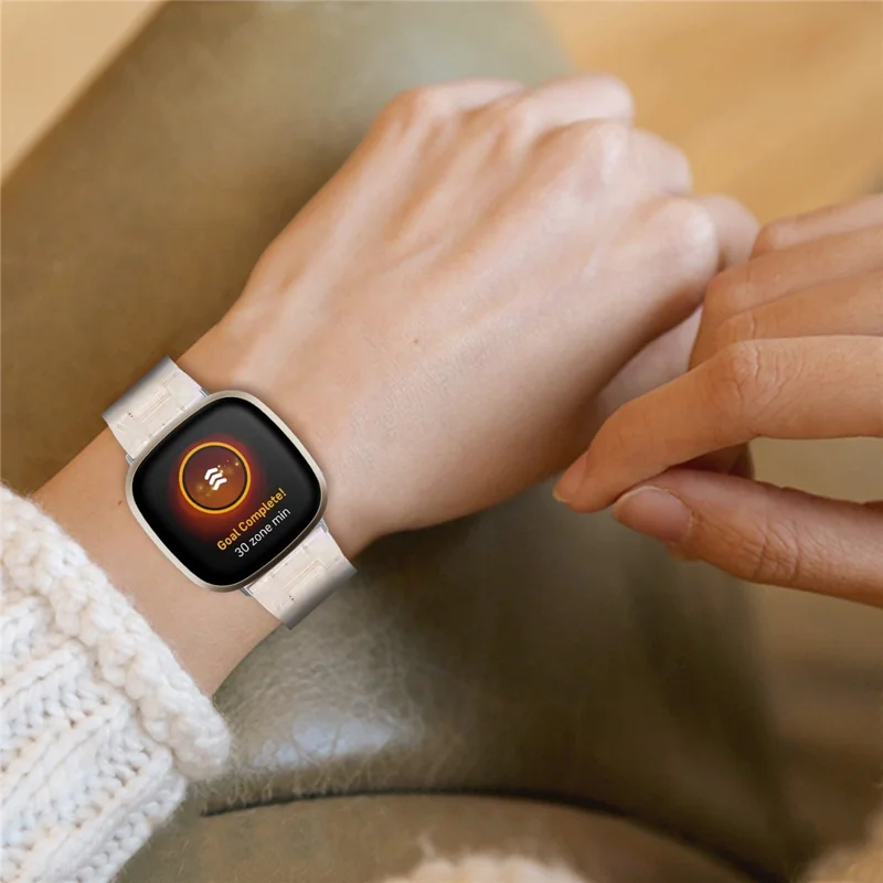 Per Fitbit Versa 4 / Sense 2 Resin Watch Band Strap Regolabile Braccialetto con Fibbia in Acciaio Inossidabile - Fluorescente