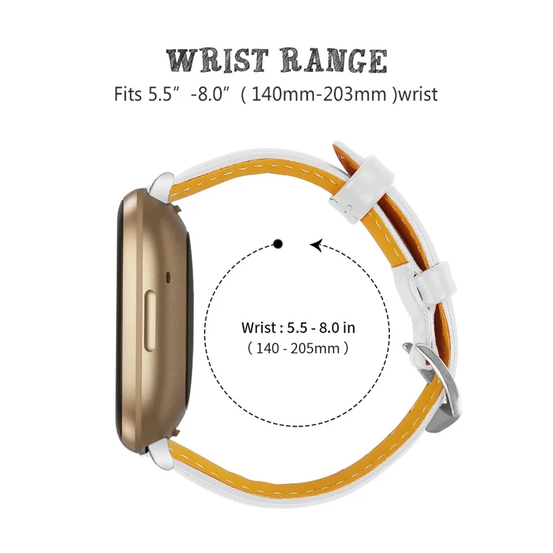 Pour Fitbit Versa 4 / Sense 2 Véritable Bracelet de Montre en Cuir de Vache 20mm Fin - Blanc