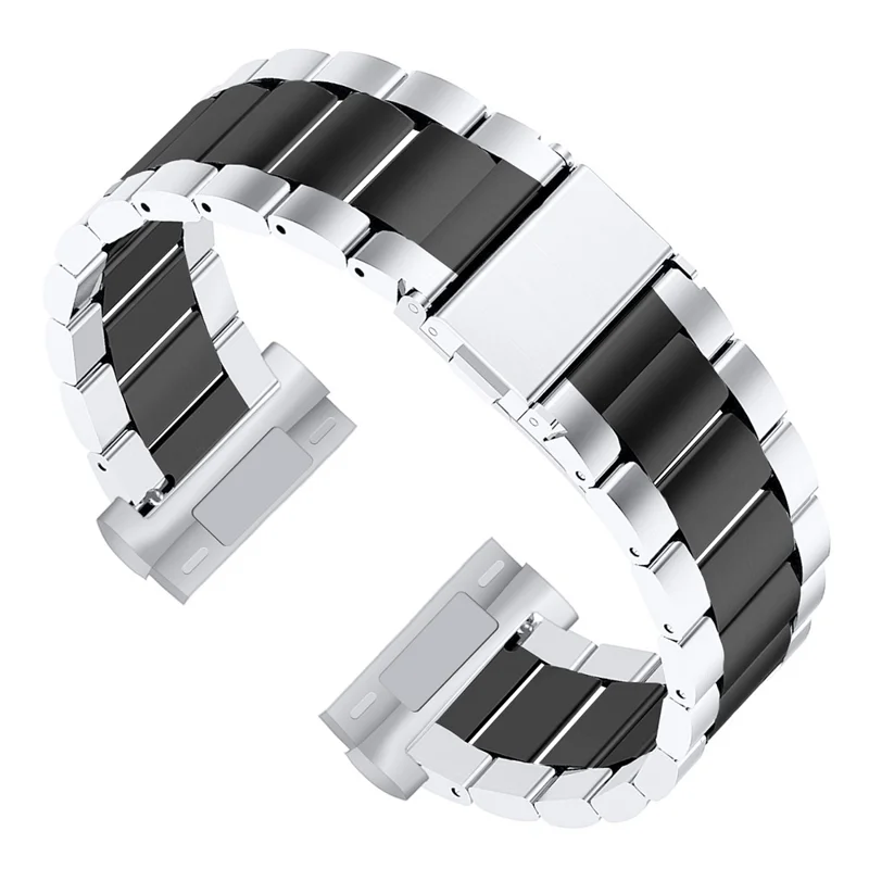 Für Fitbit Versa 4 / Sense 2 Stylish 3 Beads Edelstahl Smart Watch Band Ersatz Armband - Silber / Schwarz