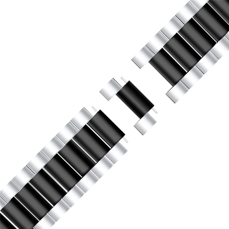 Für Fitbit Versa 4 / Sense 2 Stylish 3 Beads Edelstahl Smart Watch Band Ersatz Armband - Silber / Schwarz