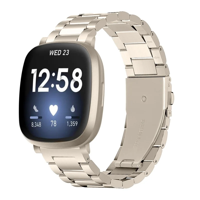 Per Fitbit Versa 4 / Sense 2 Smart Watch Sostituzione del cinturino 3 perline in acciaio inossidabile - Oro champagne