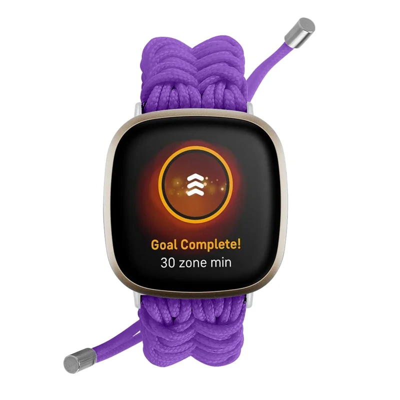 For Fitbit Versa 4 / Sense 2 Smart Watch Band Adjustable Braided Wrist Strap - Purple