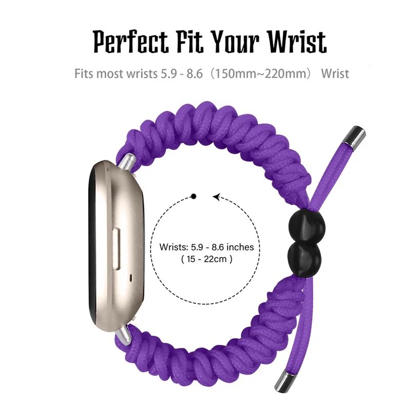 For Fitbit Versa 4 / Sense 2 Smart Watch Band Adjustable Braided Wrist Strap - Purple
