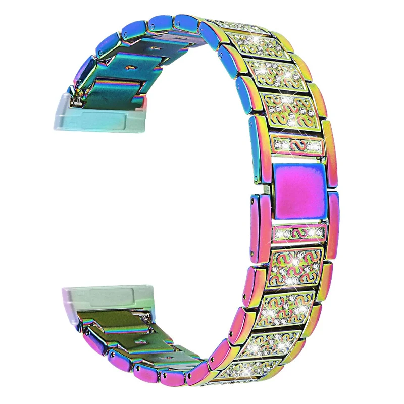 Для Fitbit Versa 4 / Sense 2 Zinc Alloy Smartwatch Strap Rhinestone Decor Watch Band Repair Part - Multi-color
