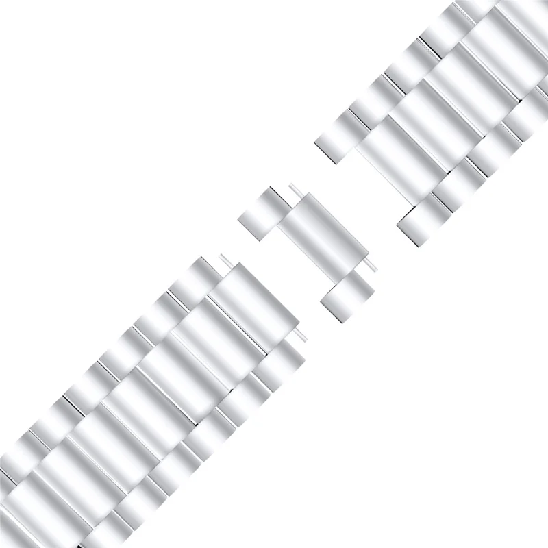 For Fitbit Versa 4 / Sense 2 Watch Strap Stainless Steel 3-Bead Smart Band Strap Replacement - Silver