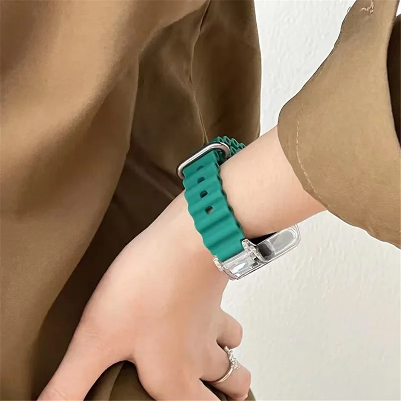 For Xiaomi Smart Band 8 Silicone Watch Strap Adjustable Ocean Watch Band with Transparent Case - Lavender Grey+Transparent Case