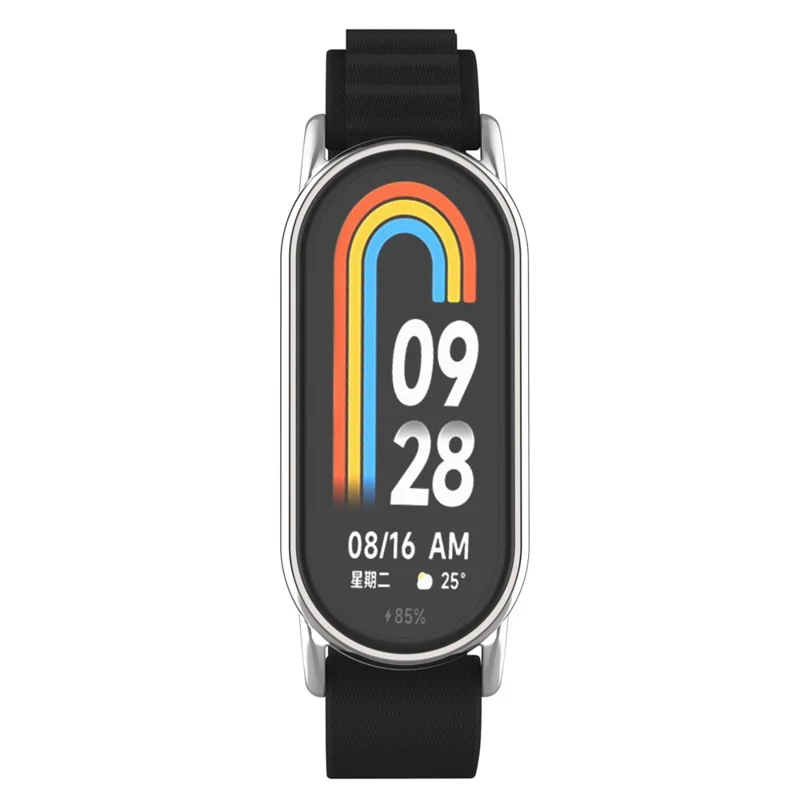 Replacement Watch Band for Xiaomi Smart Band 9 NFC / 9 / 8 NFC / 8 Nylon Wrist Strap with Silver Connector - Black
