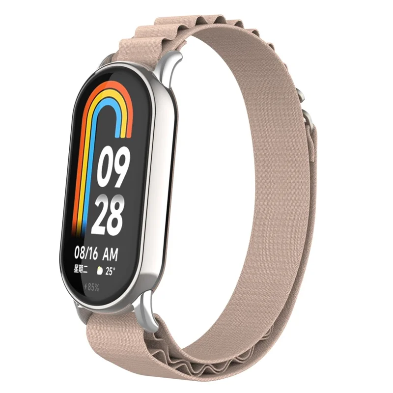 Vervangende horlogeband voor Xiaomi Smart Band 9 NFC / 9 / 8 NFC / 8 Nylon polsband met zilveren connector - Oker