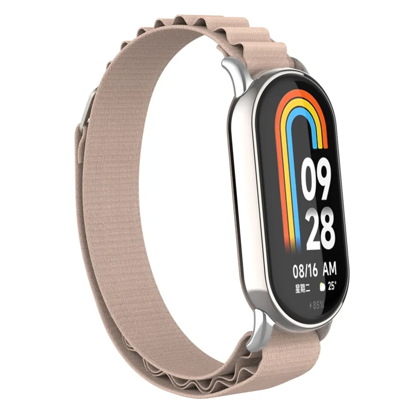 Vervangende horlogeband voor Xiaomi Smart Band 9 NFC / 9 / 8 NFC / 8 Nylon polsband met zilveren connector - Oker