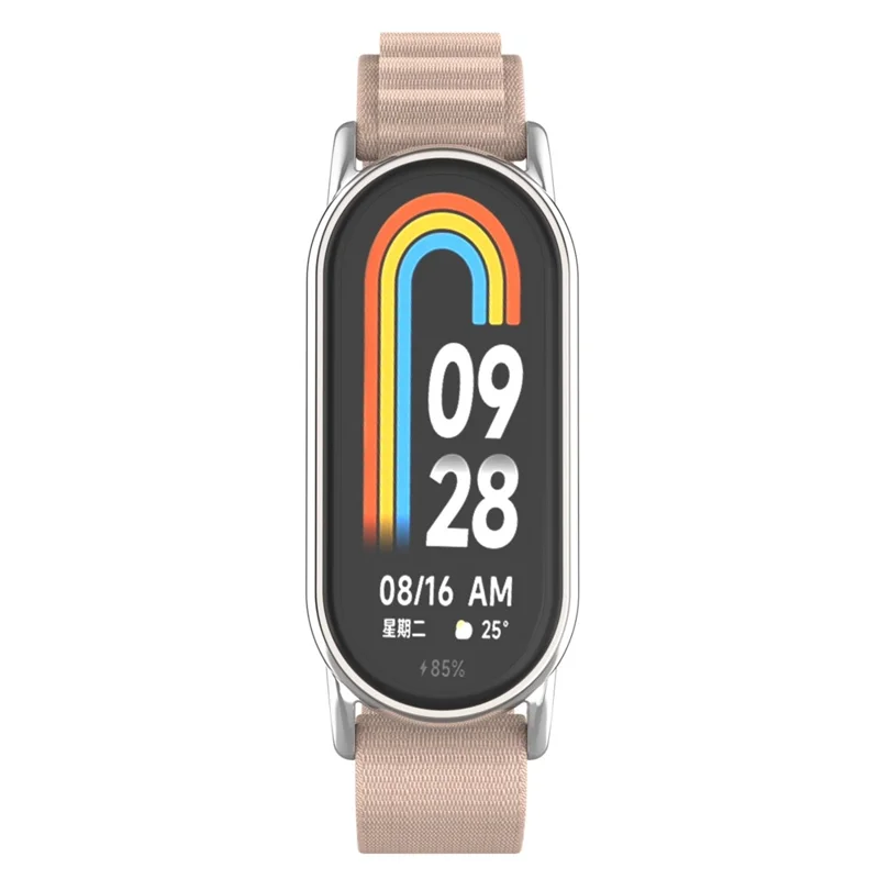 Vervangende horlogeband voor Xiaomi Smart Band 9 NFC / 9 / 8 NFC / 8 Nylon polsband met zilveren connector - Oker