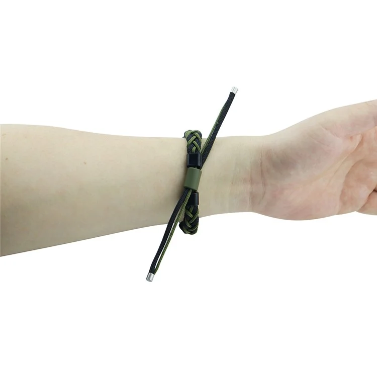 Pour Xiaomi Mi Band 3 / 4 Nylon Braided Rope Strap Silicone Bead Wrist Band Integrated with Watch Case - Noir + Vert