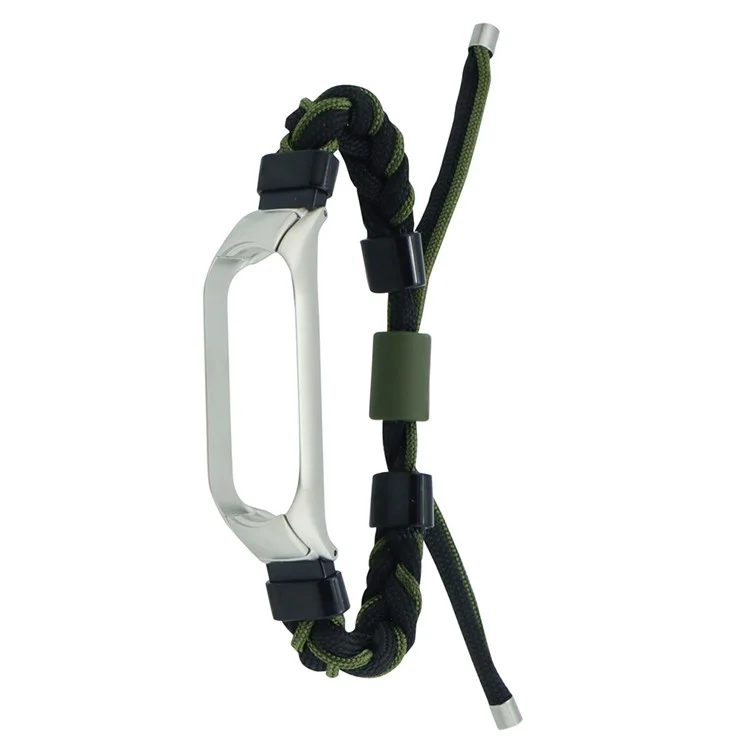 Para Xiaomi Mi Band 7 Nylon Braided Silicone Bead Design Watch Strap  Integrado com Watch Case - Preto + Verde