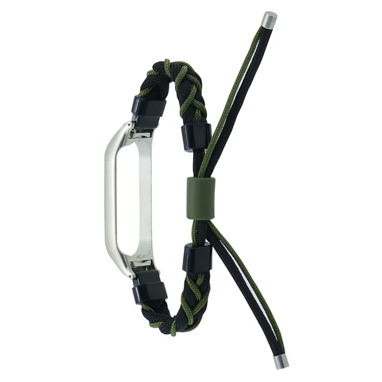 Para Xiaomi Mi Band 7 Nylon Braided Silicone Bead Design Watch Strap  Integrado com Watch Case - Preto + Verde