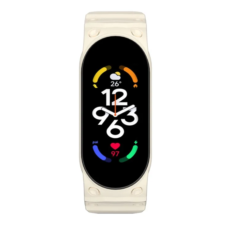 For Xiaomi Mi Band 5 / 6 / 7  Integrated TPU Watch Case Wrist Band Replacement Watch Strap - Beige