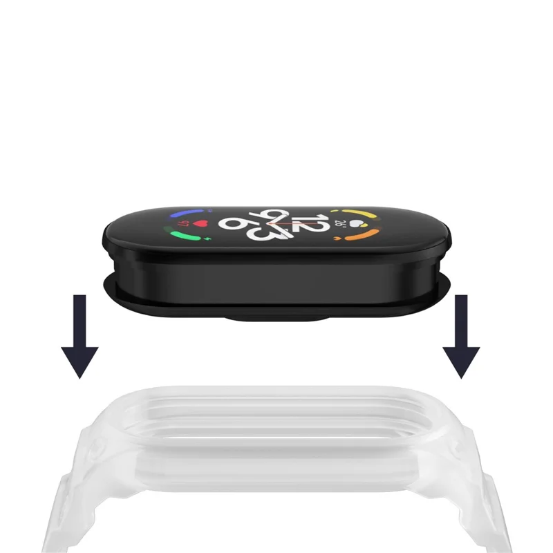 For Xiaomi Mi Band 5 / 6 / 7  Integrated TPU Watch Case Wrist Band Replacement Watch Strap - Transparent