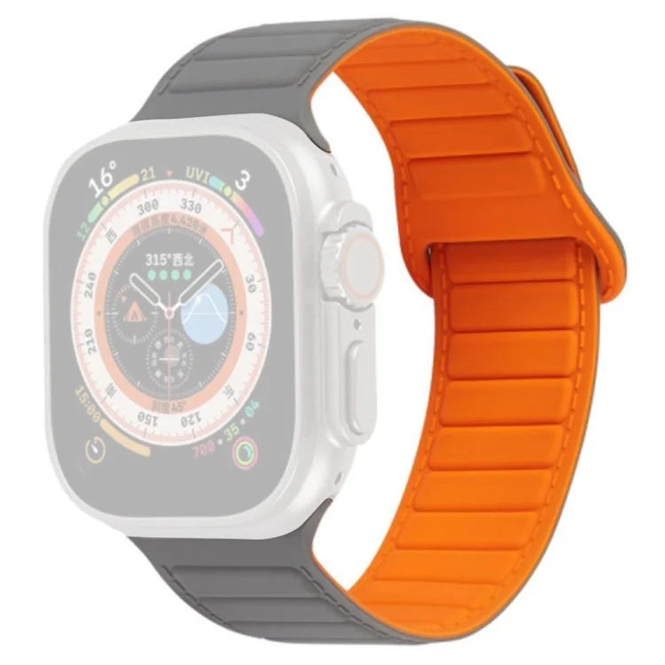 Cinturino per orologio per Apple Watch Series 10 42mm / 9 8 7 41mm / SE (2023) SE (2022) SE 6 5 4 40mm / 3 2 1 38mm Magnetic Silicone Color Match Watchband - Grigio / Arancione
