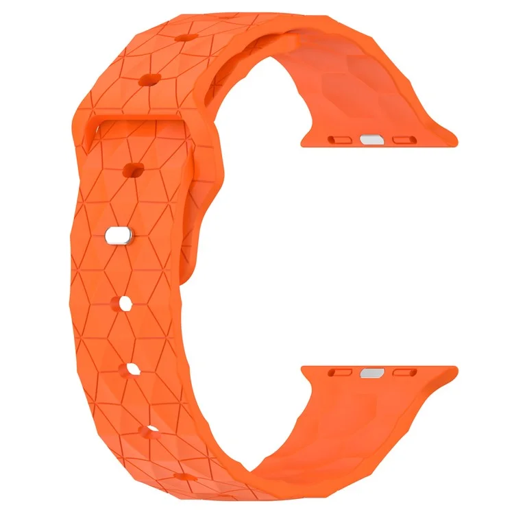 For Apple Watch Series 10 46mm / Ultra 2 Ultra 49mm /  Series 9 8 7 45mm / 6 5 4 SE (2023) SE (2022) SE 44mm / 3 2 1 42mm Football Pattern Watch Band Silicone Watch Strap - Orange