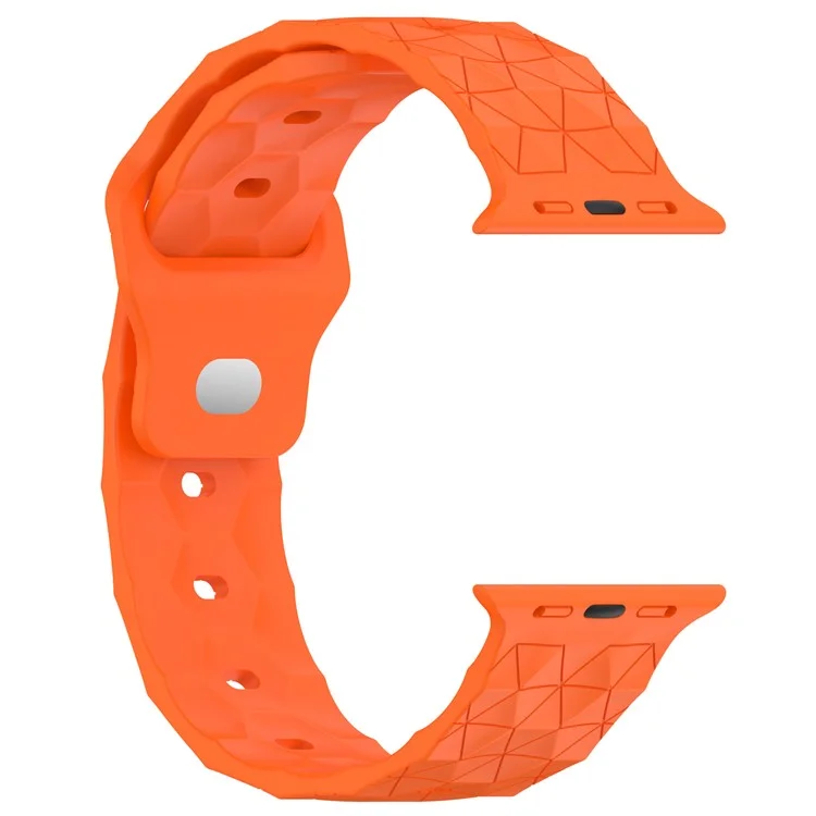 For Apple Watch Series 10 46mm / Ultra 2 Ultra 49mm /  Series 9 8 7 45mm / 6 5 4 SE (2023) SE (2022) SE 44mm / 3 2 1 42mm Football Pattern Watch Band Silicone Watch Strap - Orange
