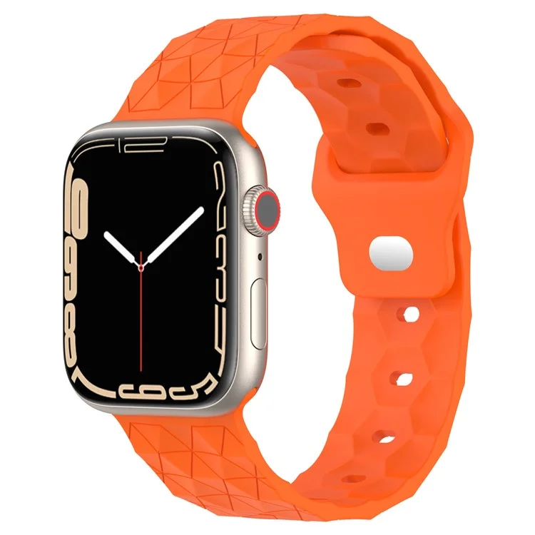 For Apple Watch Series 10 46mm / Ultra 2 Ultra 49mm /  Series 9 8 7 45mm / 6 5 4 SE (2023) SE (2022) SE 44mm / 3 2 1 42mm Football Pattern Watch Band Silicone Watch Strap - Orange
