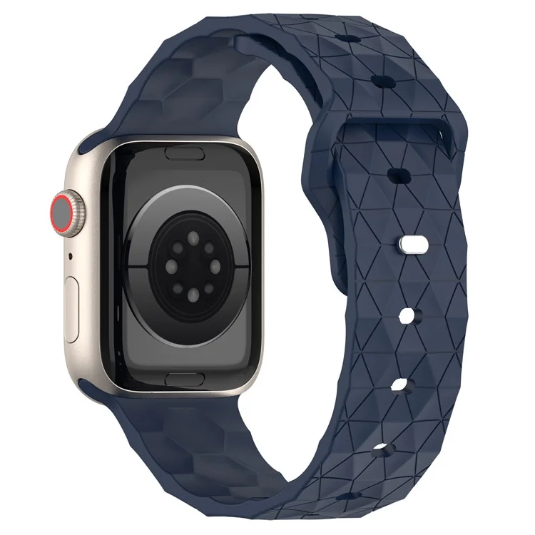 Watch Strap for Apple Watch Series 10 42mm / 9 8 7 41mm / SE (2023) SE (2022) SE 6 5 4 40mm / 3 2 1 38mm Silicone Watch Band Football Pattern - Midnight Blue
