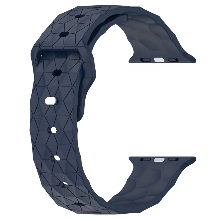 Watch Strap for Apple Watch Series 10 42mm / 9 8 7 41mm / SE (2023) SE (2022) SE 6 5 4 40mm / 3 2 1 38mm Silicone Watch Band Football Pattern - Midnight Blue