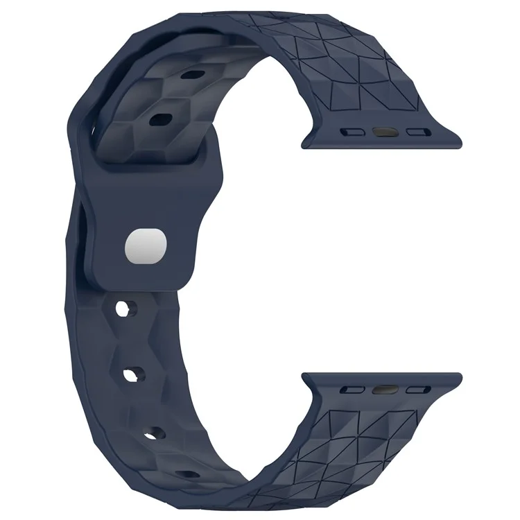 Watch Strap for Apple Watch Series 10 42mm / 9 8 7 41mm / SE (2023) SE (2022) SE 6 5 4 40mm / 3 2 1 38mm Silicone Watch Band Football Pattern - Midnight Blue
