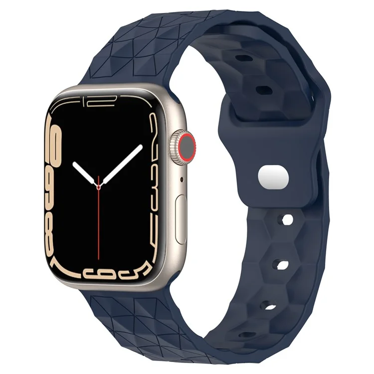 Watch Strap for Apple Watch Series 10 42mm / 9 8 7 41mm / SE (2023) SE (2022) SE 6 5 4 40mm / 3 2 1 38mm Silicone Watch Band Football Pattern - Midnight Blue