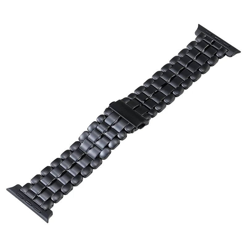 For Apple Watch Series 10 46mm / Ultra 2 Ultra 49mm /  Series 9 8 7 45mm / 6 5 4 SE (2023) SE (2022) SE 44mm / 3 2 1 42mm Titanium Steel Watch Band 5 Beads Replace Strap - Black