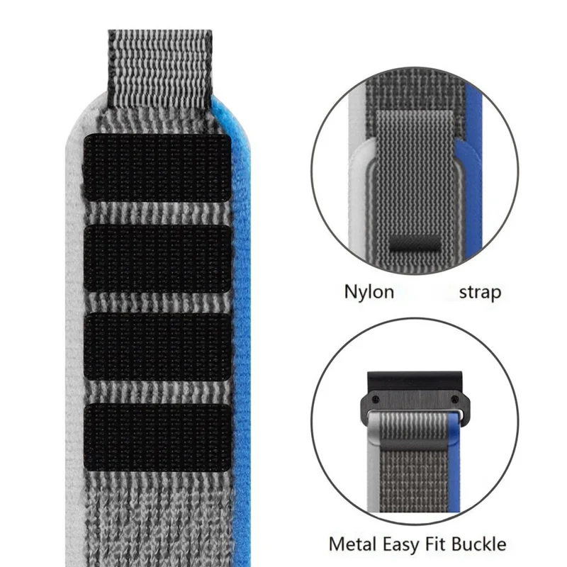 For Garmin Tactix 7 Pro / Fenix 7X / Fenix 6X Pro 26mm Nylon Watch Band Trail Loop Adjustable Wrist Strap - Blue