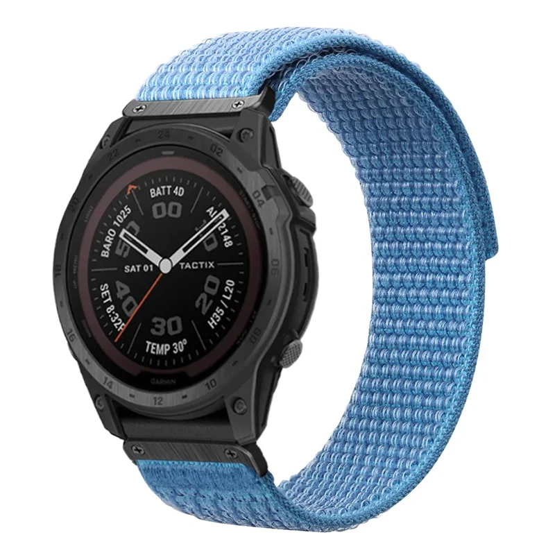 For Garmin Tactix 7 Pro / Fenix 7X / Fenix 6X Pro 26mm Nylon Watch Band Adjustable Wrist Strap Replacement - Sky Blue