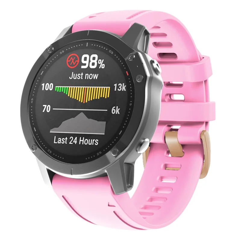 Watch Band for Garmin Fenix 7S / 6S Pro / 5S Plus / Instinct 2S , 20mm Silicone Replacement Strap with Rose Gold Buckle - Pink