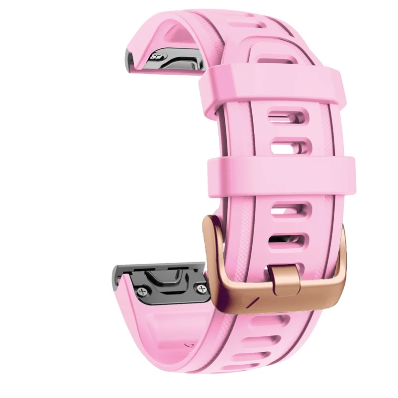 Watch Band for Garmin Fenix 7S / 6S Pro / 5S Plus / Instinct 2S , 20mm Silicone Replacement Strap with Rose Gold Buckle - Pink