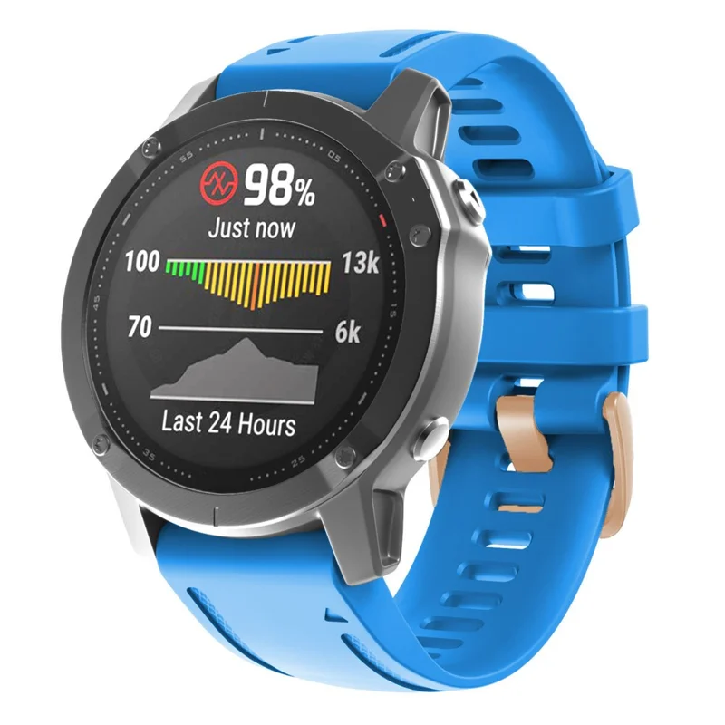 Watch Band for Garmin Fenix 7S / 6S Pro / 5S Plus / Instinct 2S , 20mm Silicone Replacement Strap with Rose Gold Buckle - Sky Blue