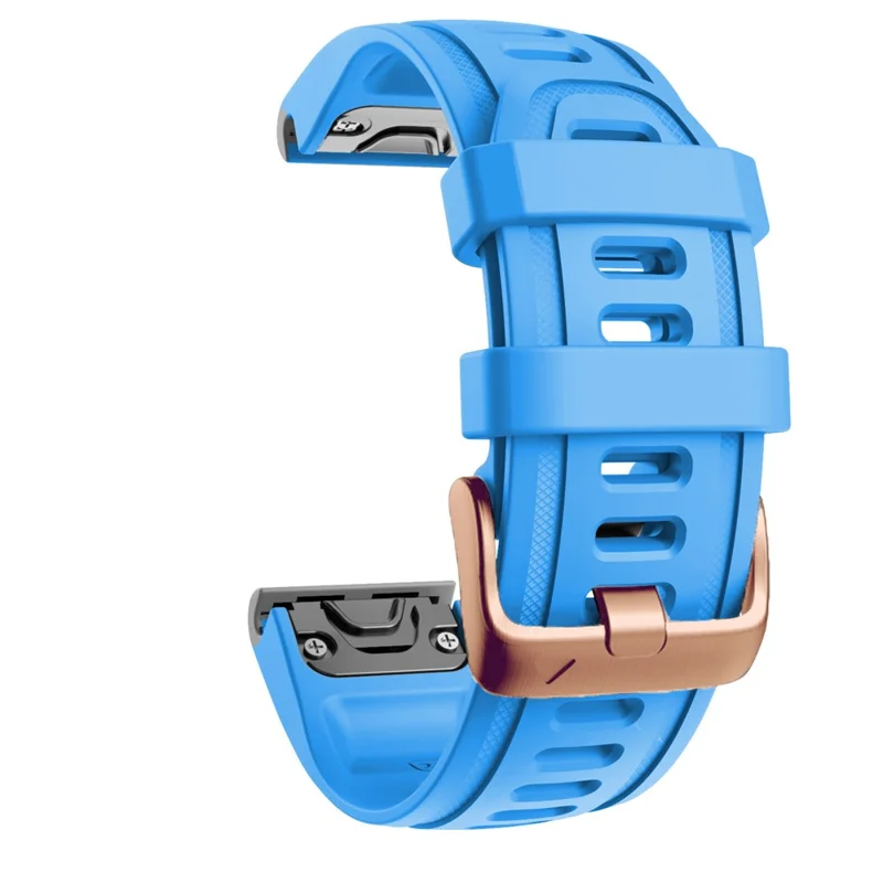 Watch Band for Garmin Fenix 7S / 6S Pro / 5S Plus / Instinct 2S , 20mm Silicone Replacement Strap with Rose Gold Buckle - Sky Blue