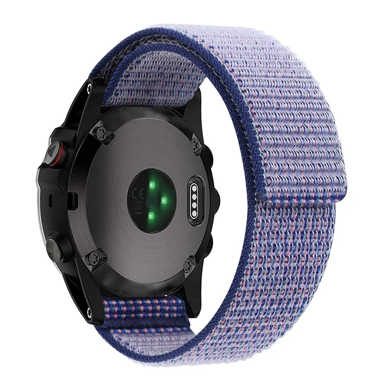 For Garmin Forerunner 965 / 955 / 945 / 935 Adjustable Watch Strap Stitching Nylon Loop Wrist Band - Light Purple