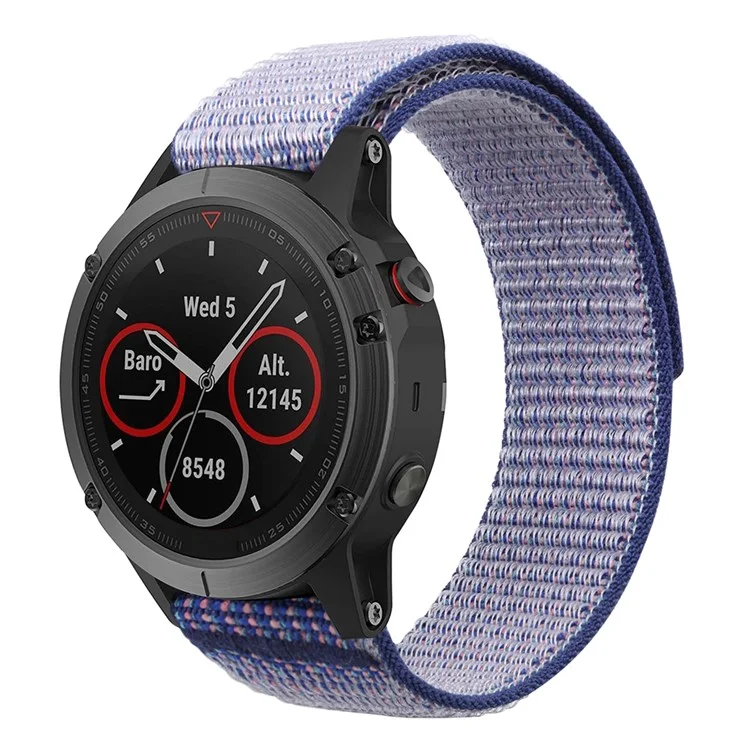 For Garmin Forerunner 965 / 955 / 945 / 935 Adjustable Watch Strap Stitching Nylon Loop Wrist Band - Light Purple