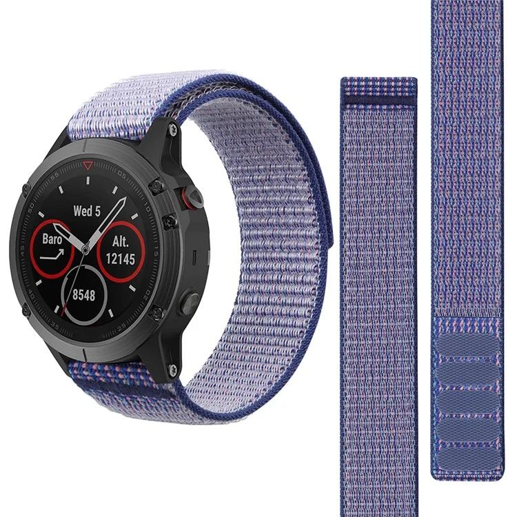 For Garmin Forerunner 965 / 955 / 945 / 935 Adjustable Watch Strap Stitching Nylon Loop Wrist Band - Light Purple