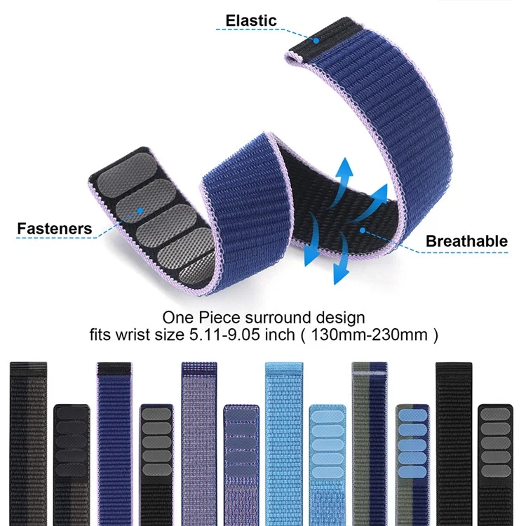 For Garmin Forerunner 965 / 955 / 945 / 935 Adjustable Watch Strap Stitching Nylon Loop Wrist Band - Light Purple
