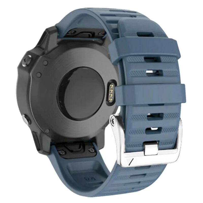 Watch Band for Garmin Forerunner 965 / 955 / 945 / 935 Soft Silicone Strap  Bracelet with Silver Buckle - Navy Blue