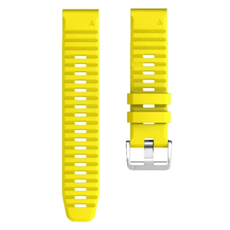 Watch Band for Garmin Forerunner 965 / 955 / 945 / 935 Soft Silicone Strap  Bracelet with Silver Buckle - Yellow