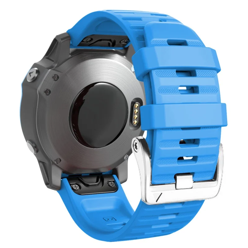 Watch Band for Garmin Forerunner 965 / 955 / 945 / 935 Soft Silicone Strap  Bracelet with Silver Buckle - Sky Blue