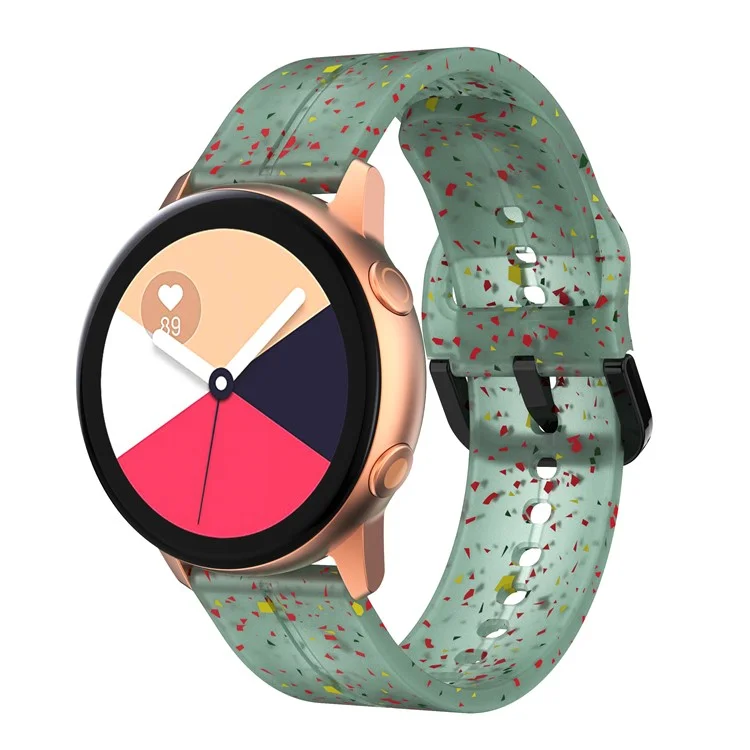Für Garmin Forerunner 265 / 255 / Vivoactive 4 / Venu 2 Silikon-Uhrenarmband 22mm Uhrenarmband mit quadratischer Schnalle - Transparent Grün
