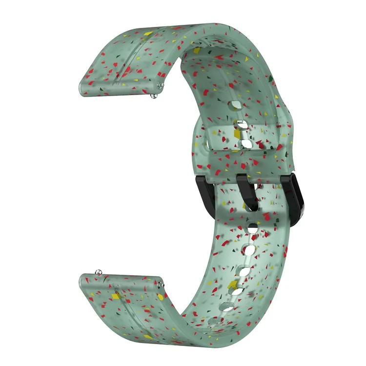 Für Garmin Forerunner 265 / 255 / Vivoactive 4 / Venu 2 Silikon-Uhrenarmband 22mm Uhrenarmband mit quadratischer Schnalle - Transparent Grün