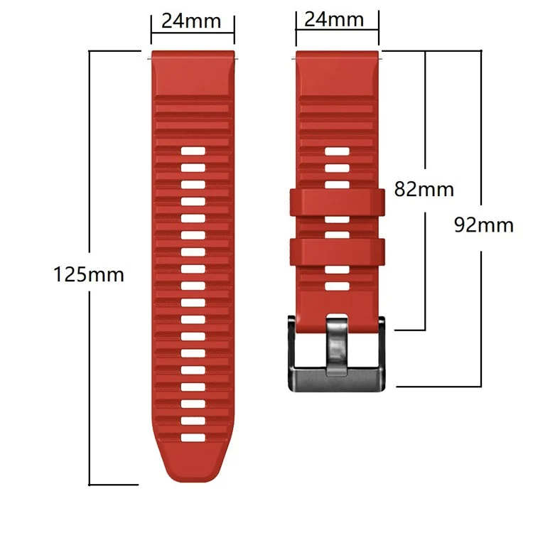 Per Suunto 9 / 9 Baro / 7 Cinturino in silicone per orologio 24mm Dual Color Textured Replacement Watch Strap - Rosso / Nero
