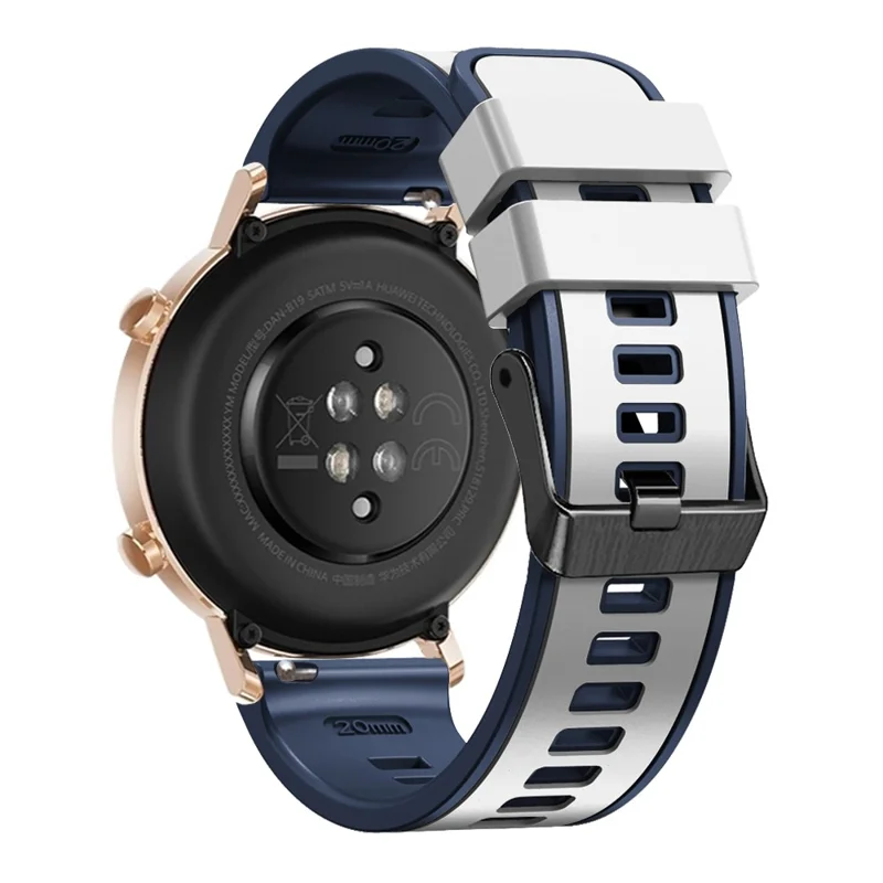 For Garmin vivomove Trend / Luxe / Style Replacement Watch Strap 20mm Dual Color Silicone Watch Band - White / Blue