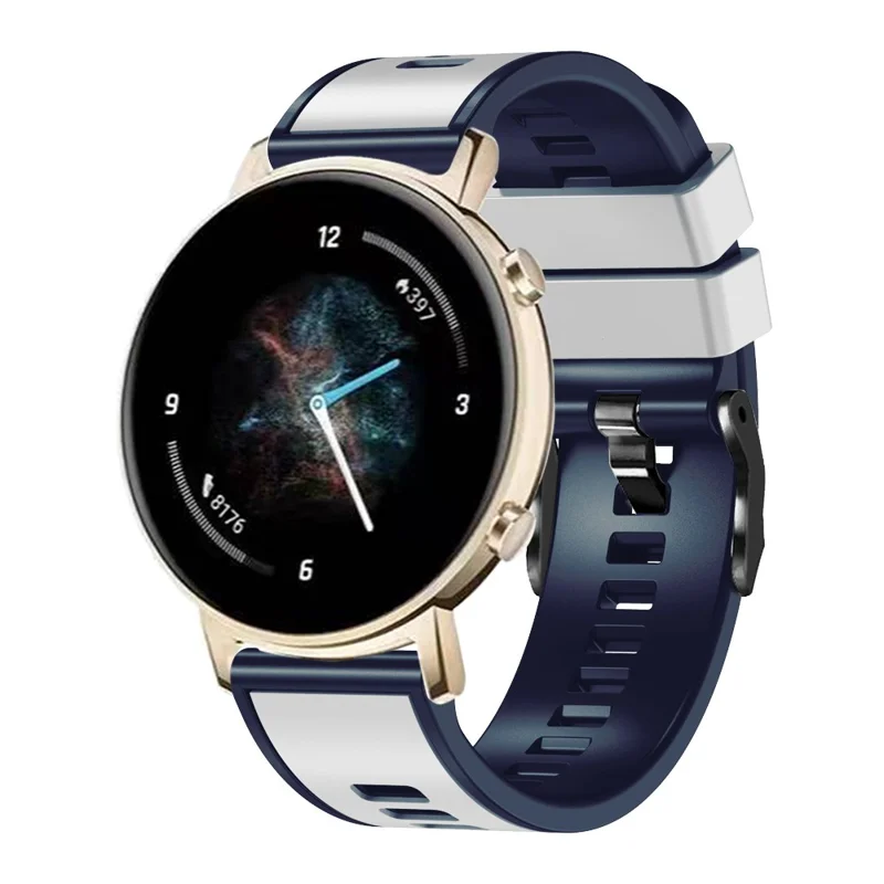 For Garmin vivomove Trend / Luxe / Style Replacement Watch Strap 20mm Dual Color Silicone Watch Band - White / Blue