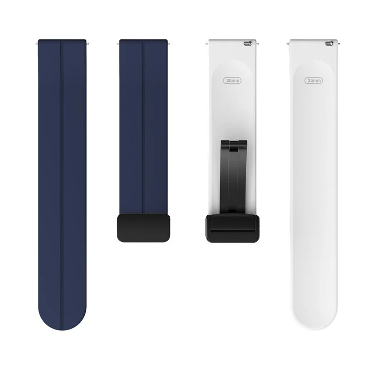 Magnetic Watch Band for Garmin vivomove Trend / Style / Luxe , 20mm Silicone Dual Color Sport Straps with Black Folding Buckle - Midnight Blue+White