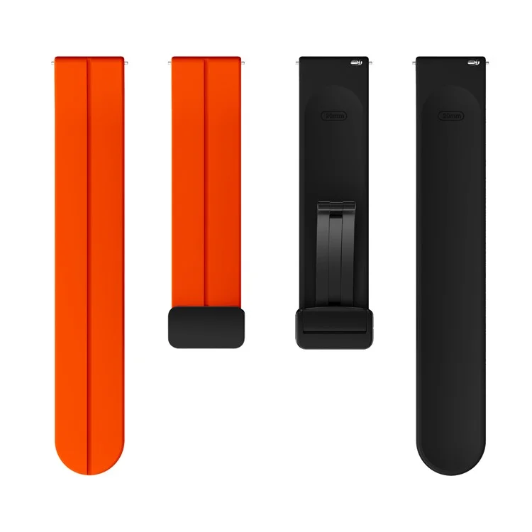 Magnetic Watch Band for Garmin vivomove Trend / Style / Luxe , 20mm Silicone Dual Color Sport Straps with Black Folding Buckle - Orange+Black