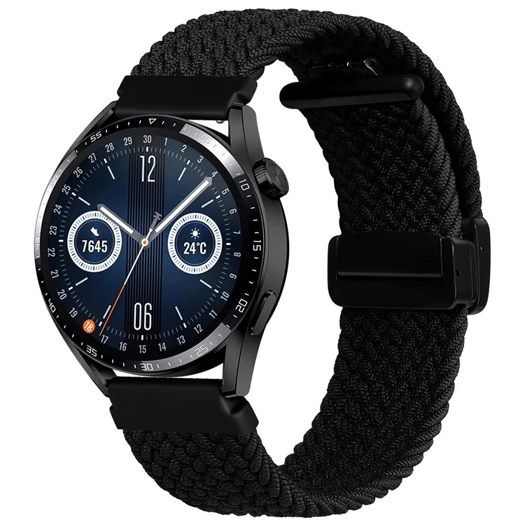 Nylon Watch Bands for Garmin vivomove Trend / Style / Luxe , 20mm Folding Buckle Adjustable Braided Strap - Black